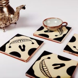 Posavasos Cerámica Skulls negras Bussoga