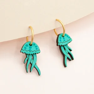 Pendientes Teal Jellyfish – Materia Rica