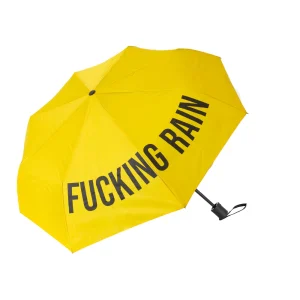 Paraguas plegable «Fucking Rain» amarillo